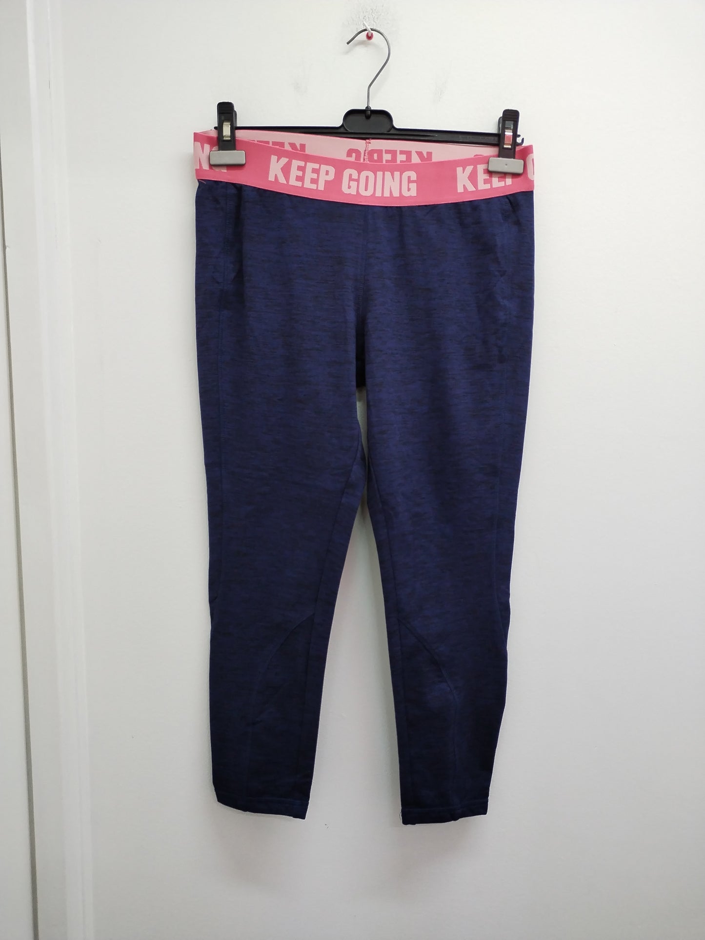 Pantacourt de sport doublé Crivit marine chiné et rose Taille L