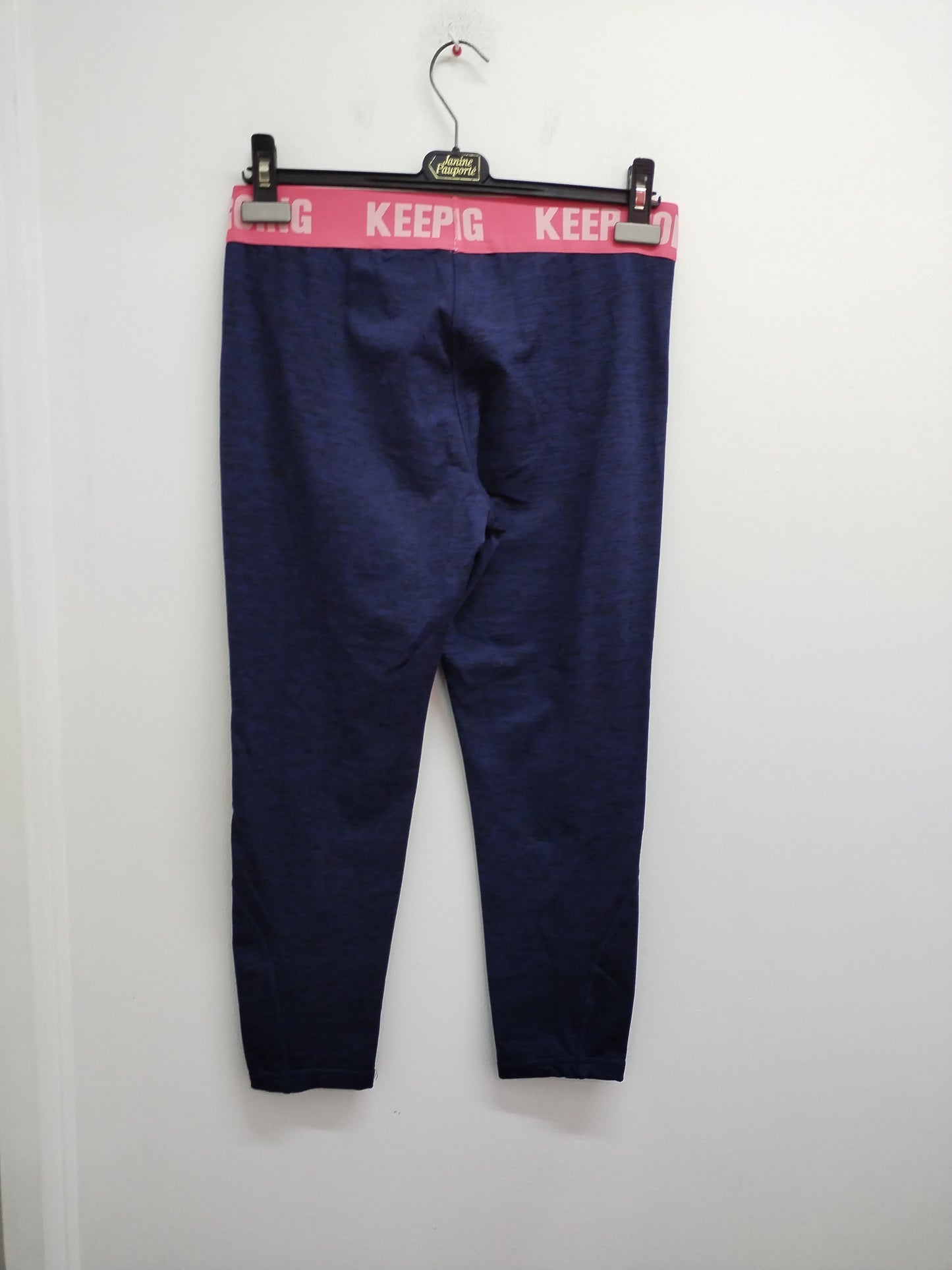 Pantacourt de sport doublé Crivit marine chiné et rose Taille L