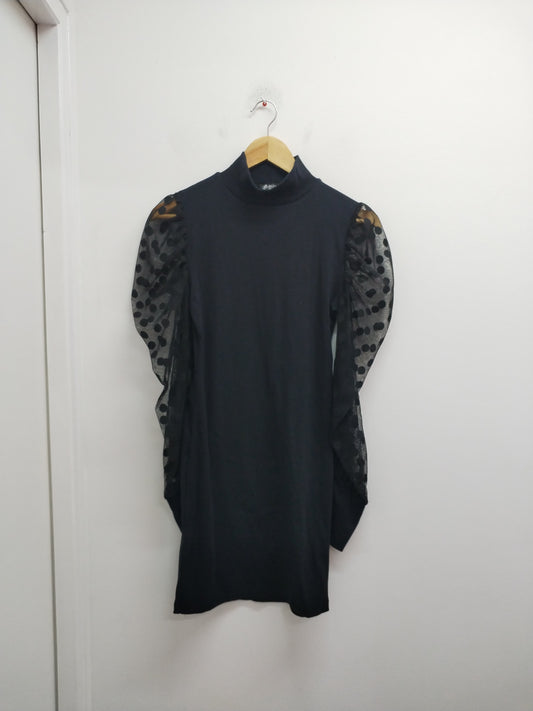 Robe manches longues en voile Mixeri noire Taille S