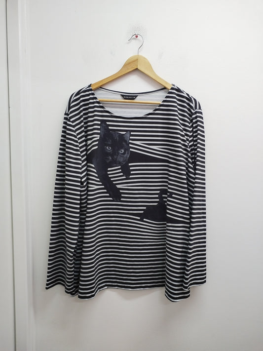 Tunique manches longues rayée noire et blanche avec impression Taille 52