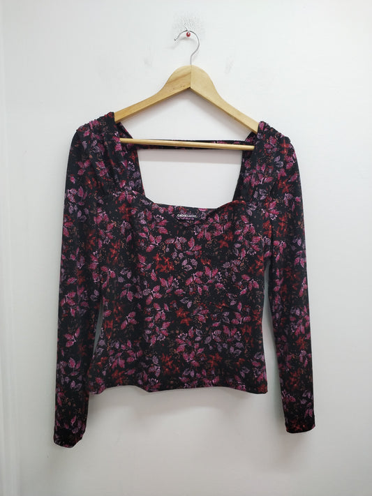 Tunique manches longues Cache-Cache noire fleurie Taille M