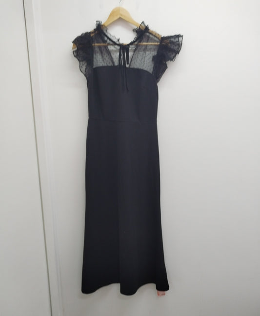 Robe longue manches courtes Shein noire avec dentelle Taille 40