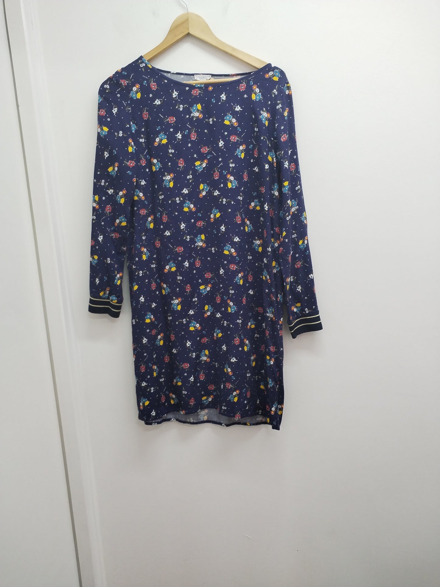 Robe manches longues C'est beau la Vie! marine fleurie Taille 38