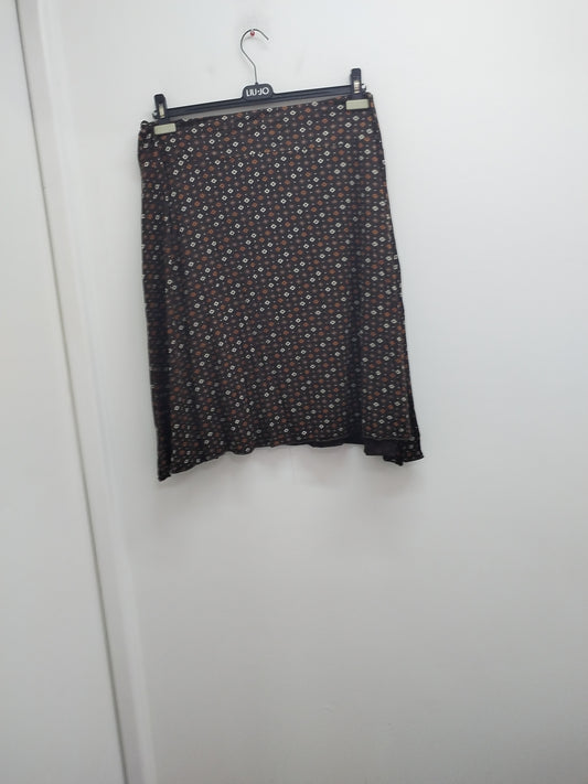 Jupe mi-longue C&A marron à losanges Taille 46/48