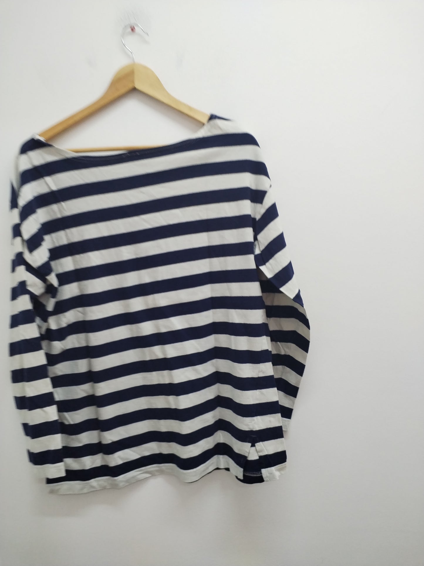T-shirt manches longues rayé marine et blanc Taille XL
