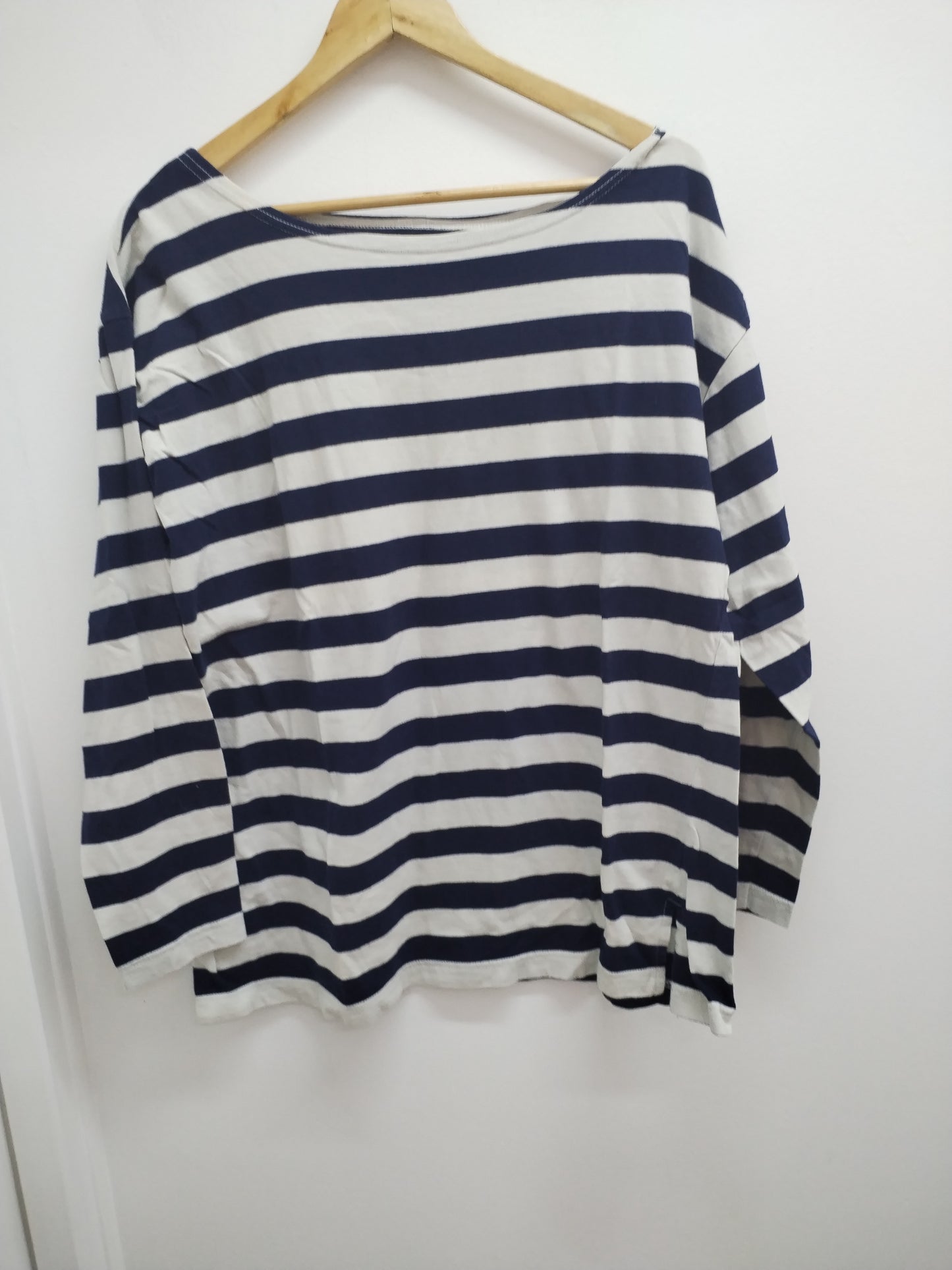 T-shirt manches longues rayé marine et blanc Taille XL