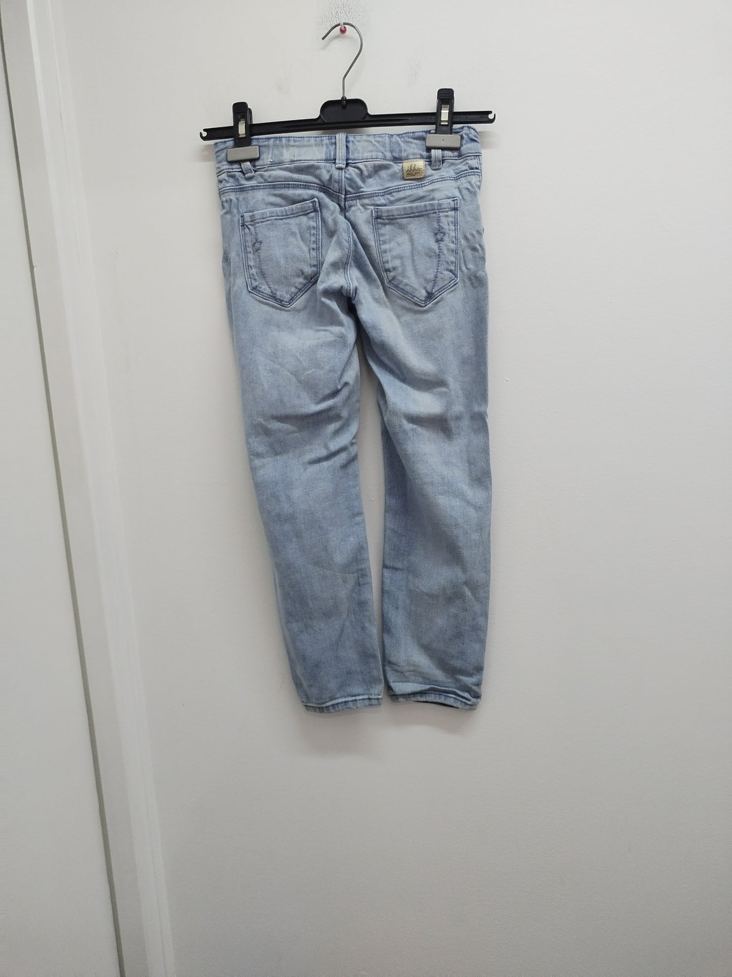 Jeans IKKS bleu clair délavé avec broderie Taille 10 Ans