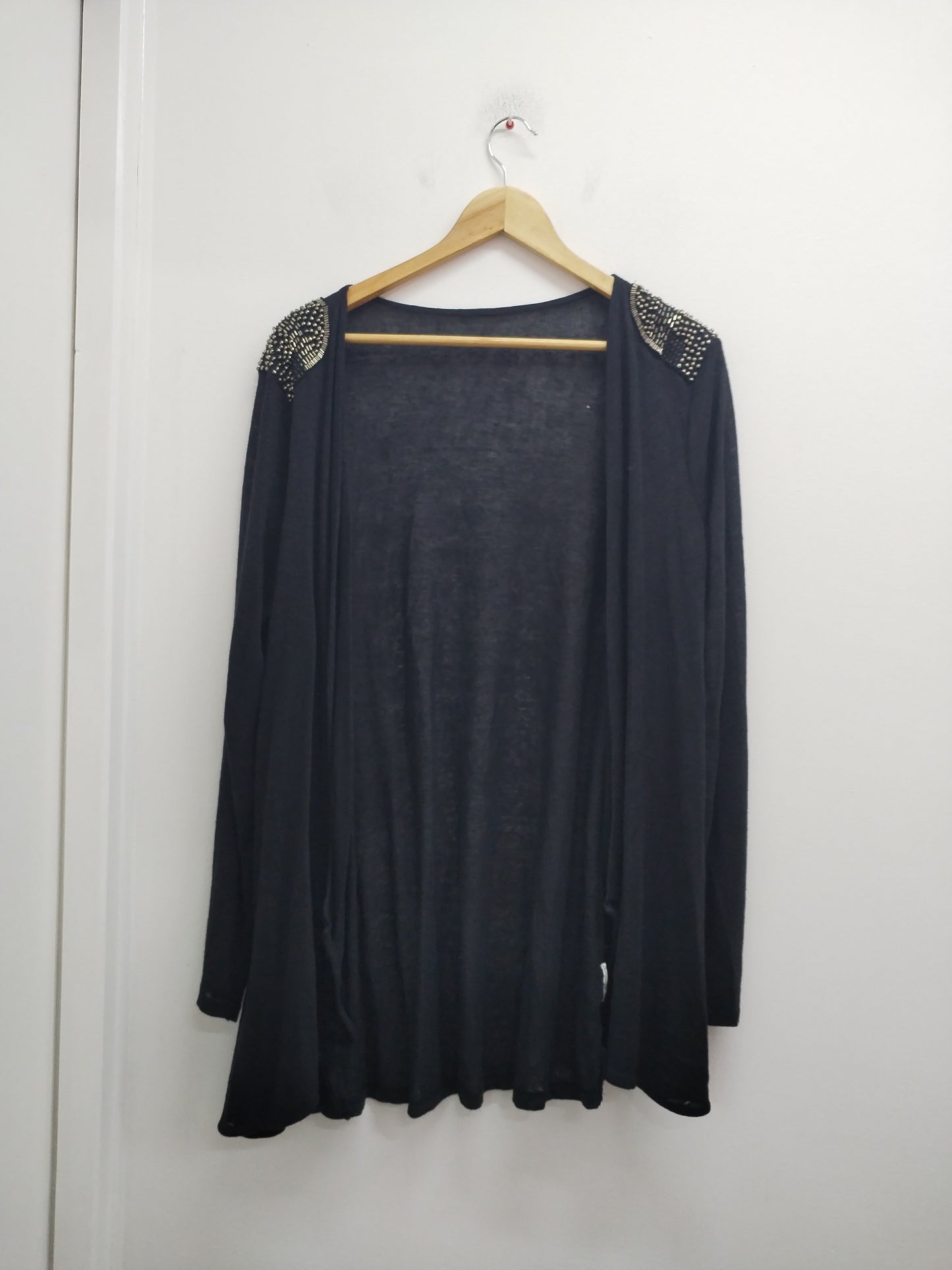 Gilet long noir avec strass Taille L