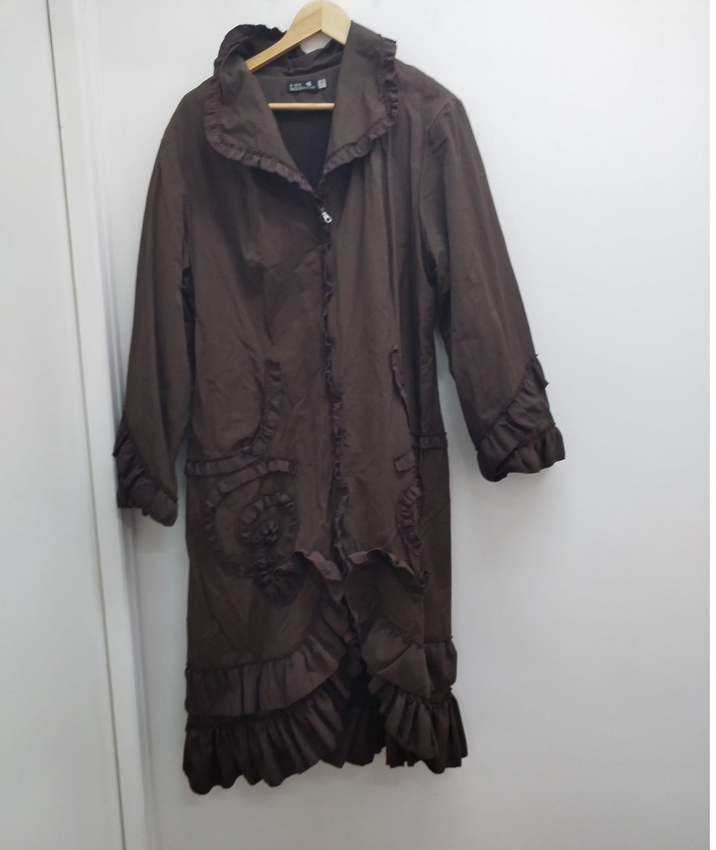 Manteau long L33 marron avec broderie Taille XL/XXL