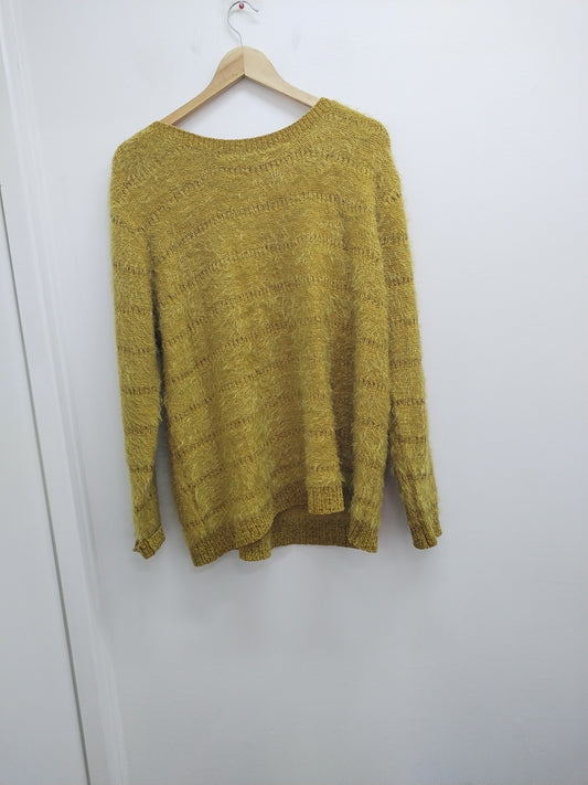 Pull maille poilue moutarde et doré Taille 2XL