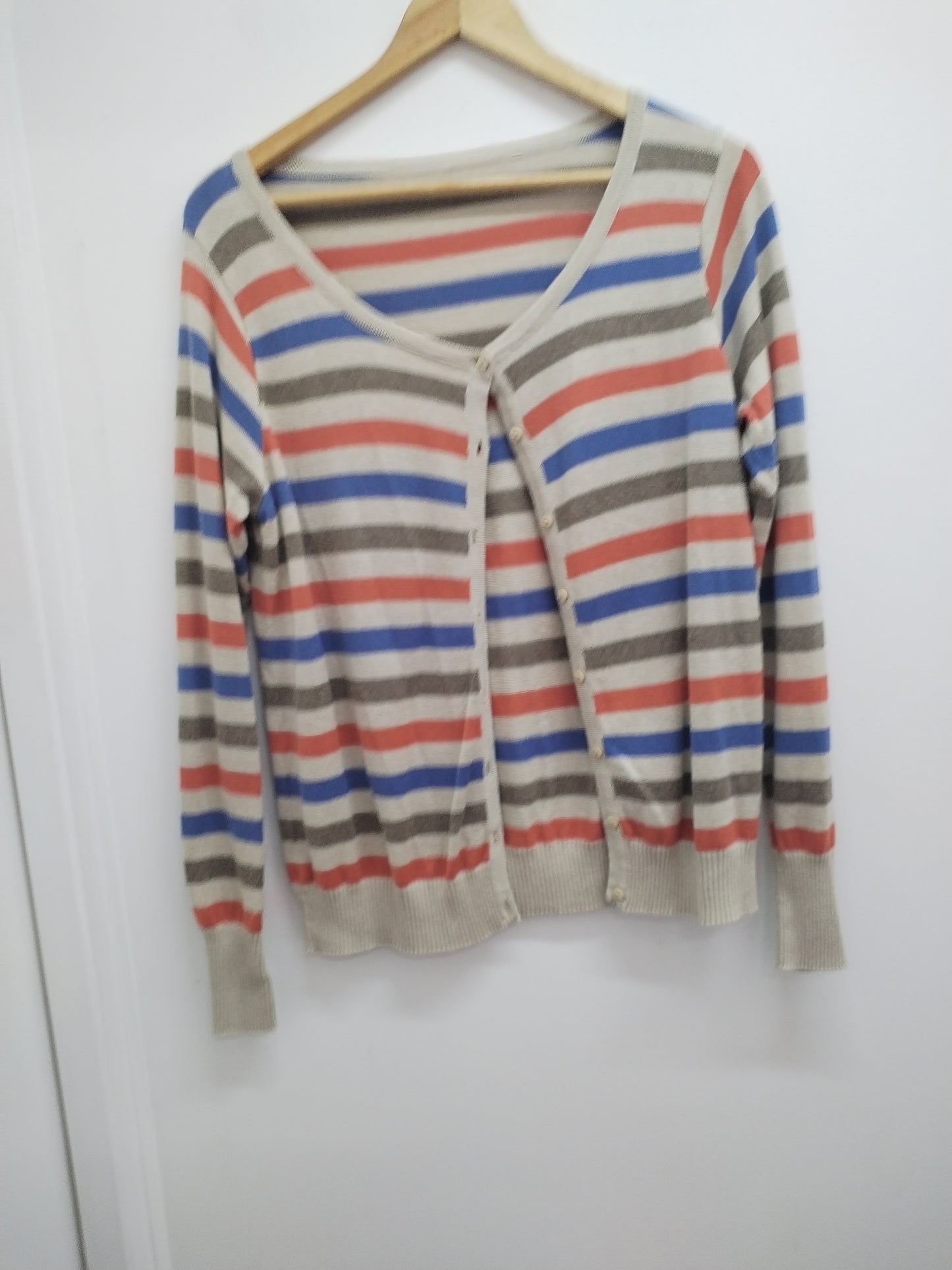 Gilet rayé beige, bleu, orange et marron Taille M