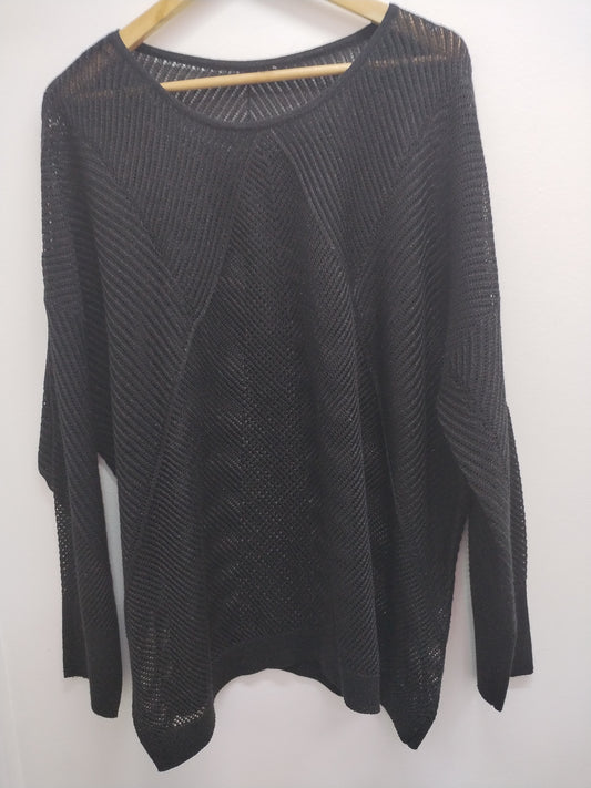 Pull maille ajourées noir brillant Taille 3XL/4XL