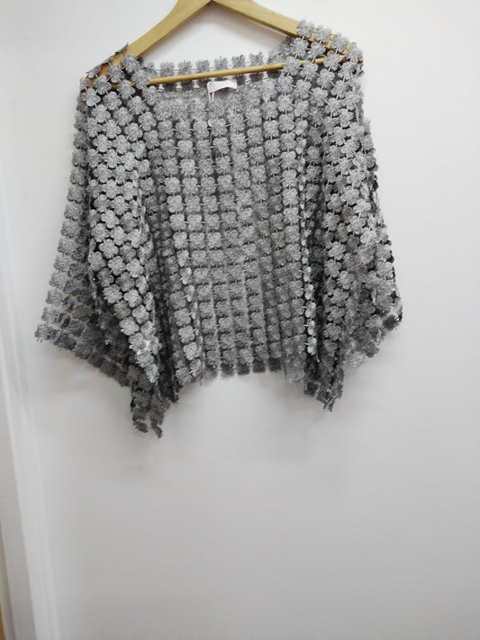 Tunique ajourée manches 3/4 argentée Taille XL