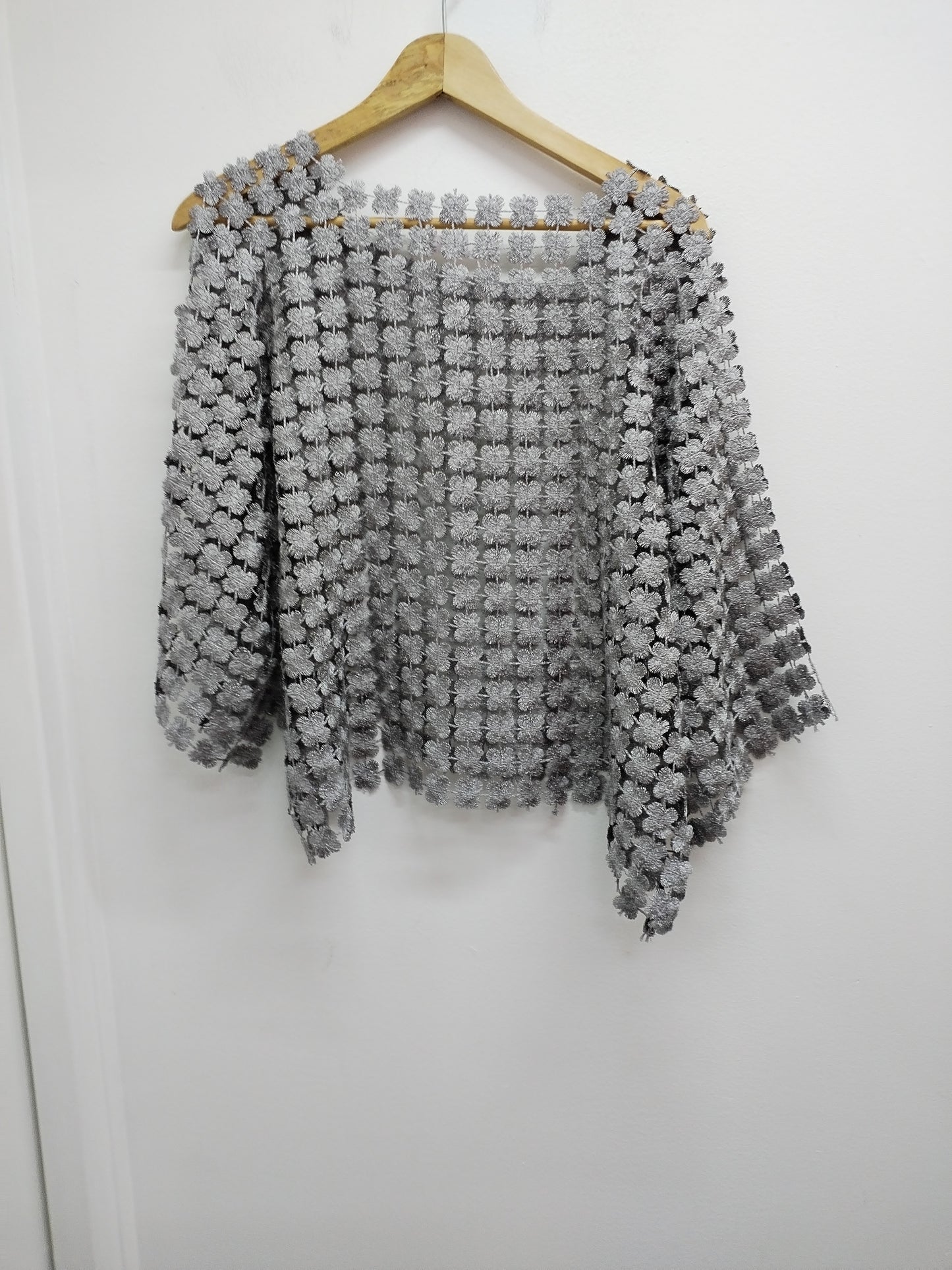 Tunique ajourée manches 3/4 argentée Taille XL