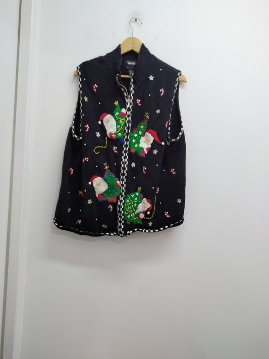 Gilet vintage sans manche Studio Joy noir avec broderie Taille XL