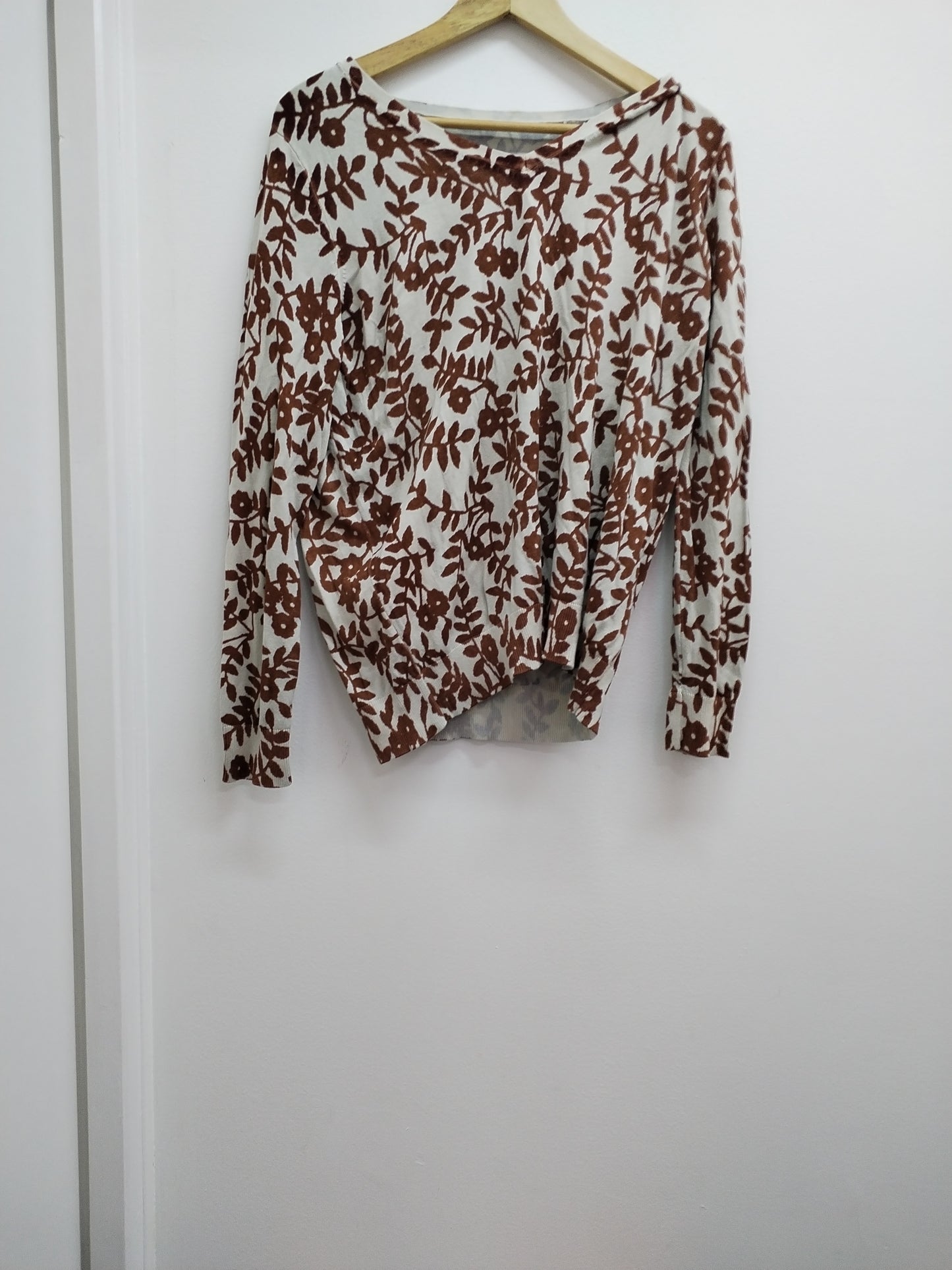 Pull fin beige et marron à motifs Taille XL