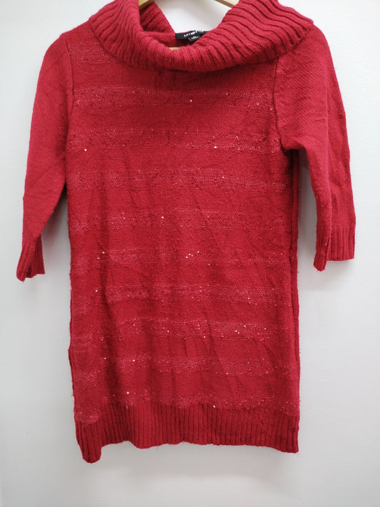 Pull manches 3/4 Amy Byer rouge brillant avec sequins Taille M