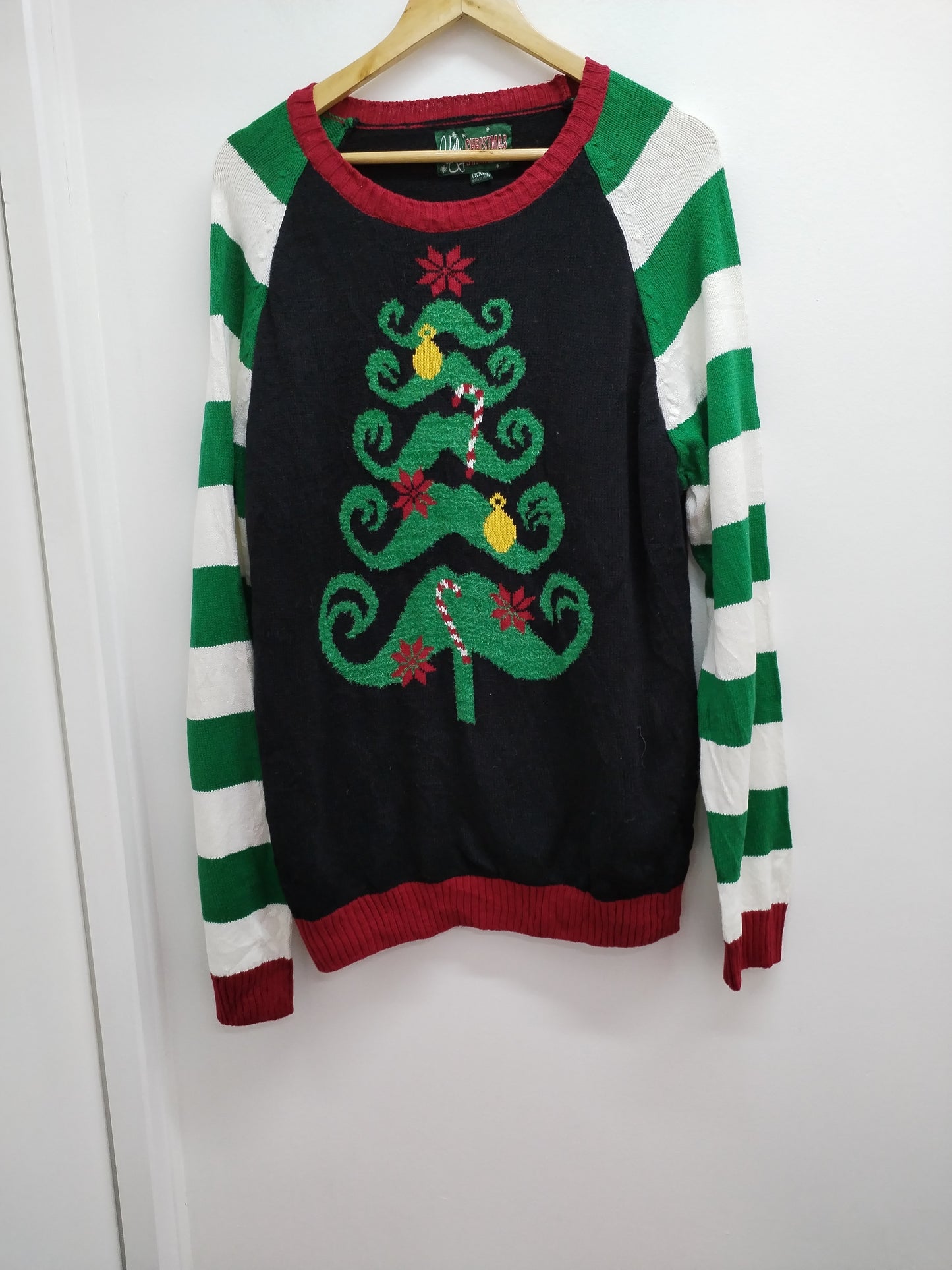 Pull vintage Ugly Christmas Sweater vert,rouge et noir Taille XXL