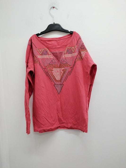 T-shirt manches longues corail avec impression Taille 34/36
