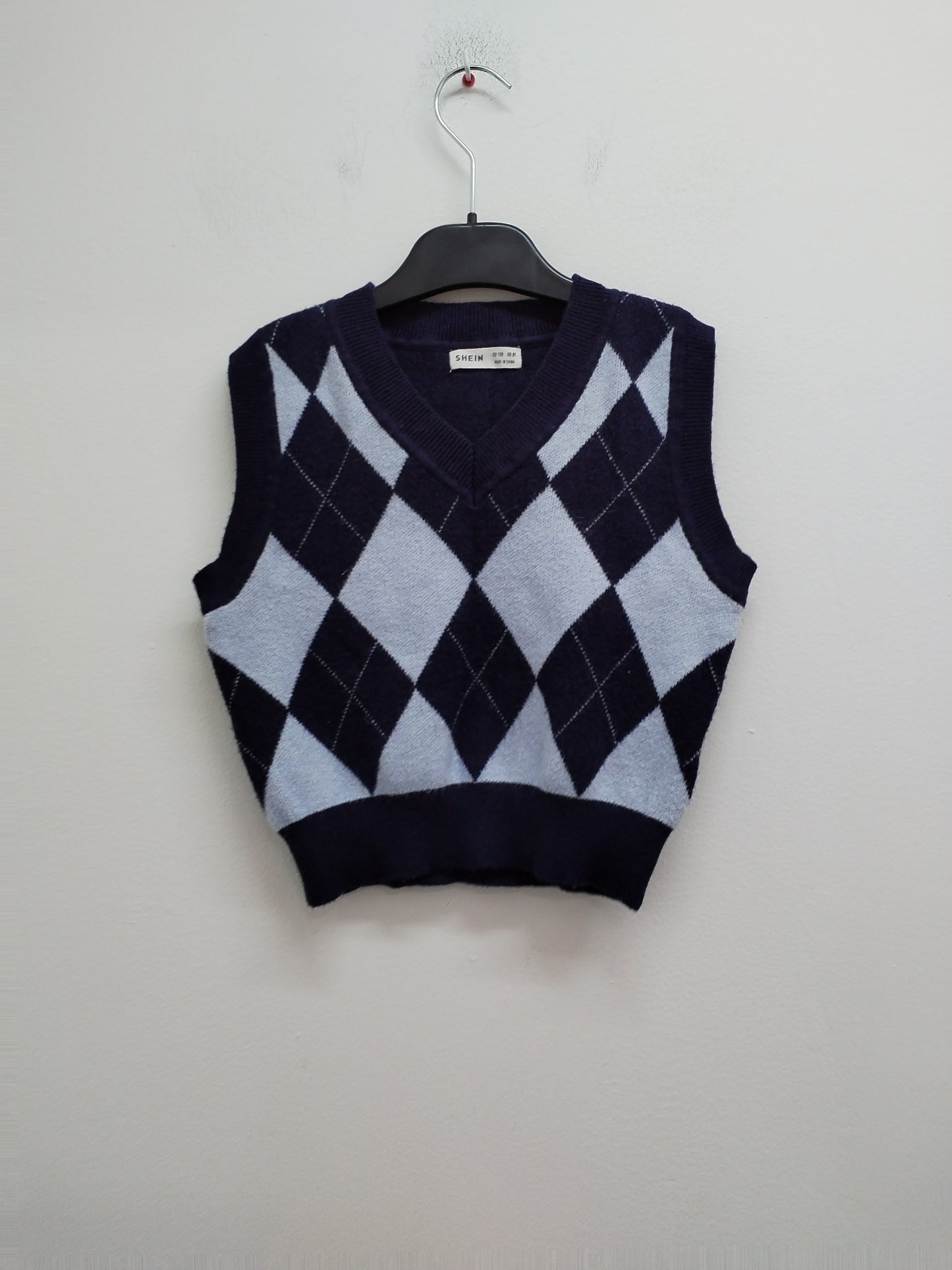 Pull sans manche Shein bleu à carreaux Taille 8 Ans