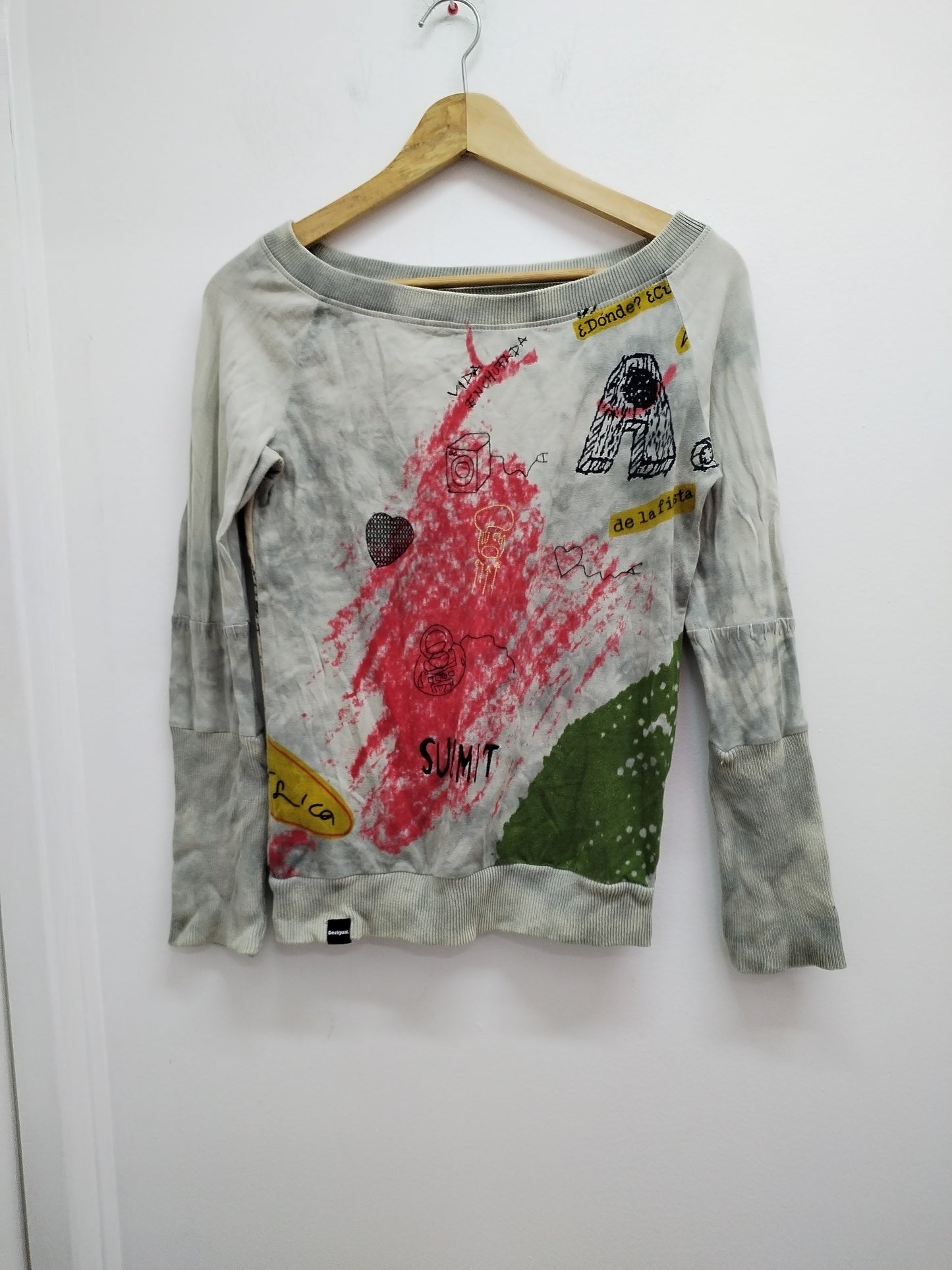 Pull fin Desigual beige à motifs Taille L