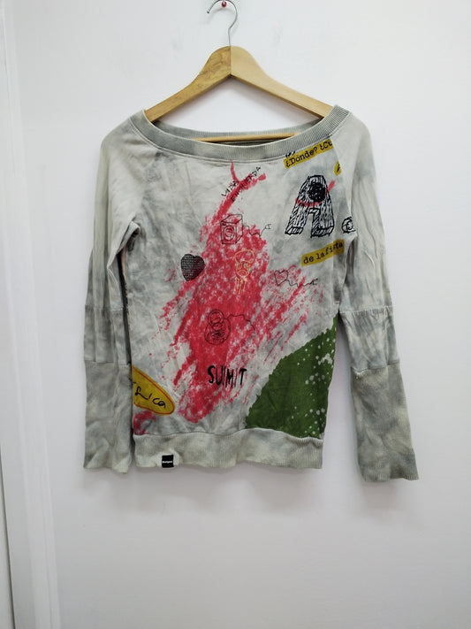 Pull fin Desigual beige à motifs Taille L