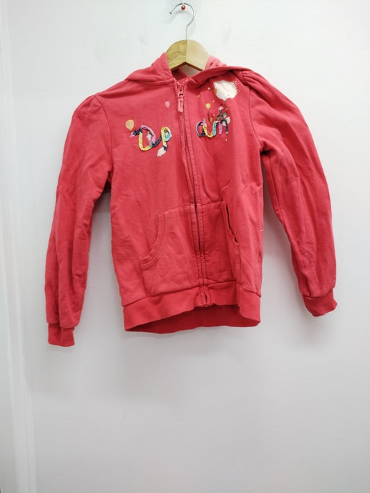 Sweat à capuche zippé DPAM rouge avec broderie et impression Taille 10 Ans