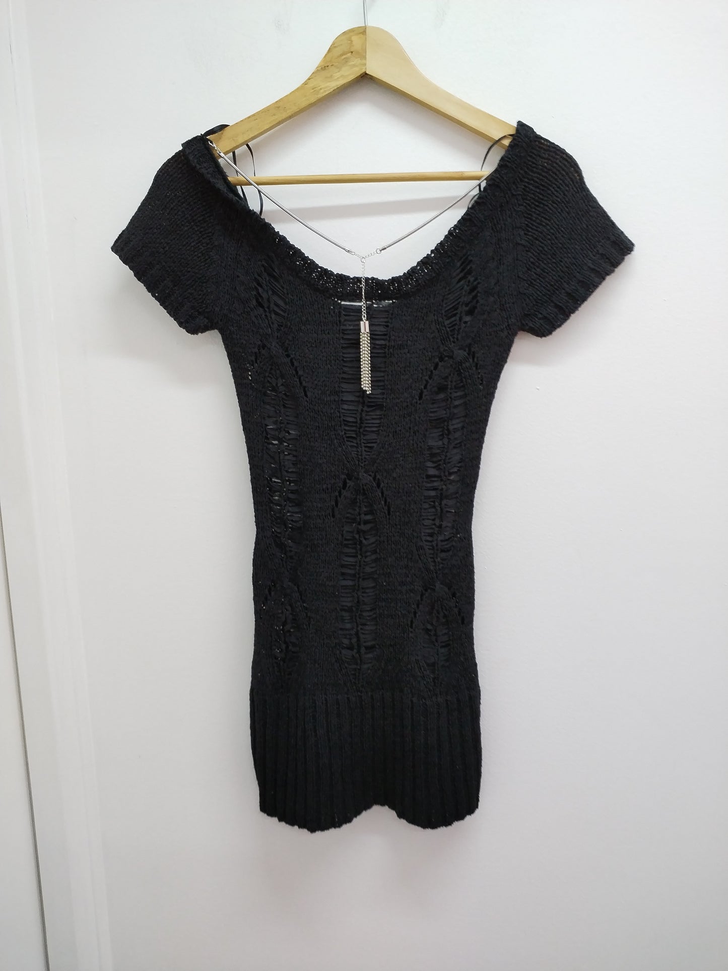 Robe manches courtes mailles ajourées No Excuse noire Taille 34/36