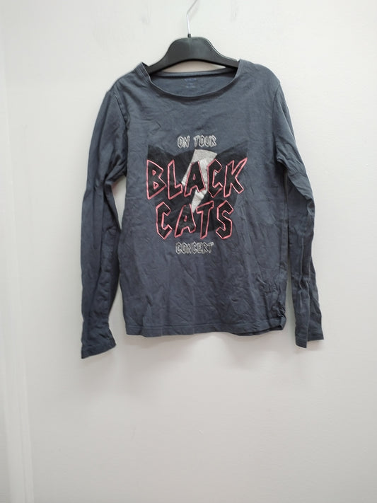 T-shirt manches longues Kiabi gris anthracite avec impression Taille 10 Ans