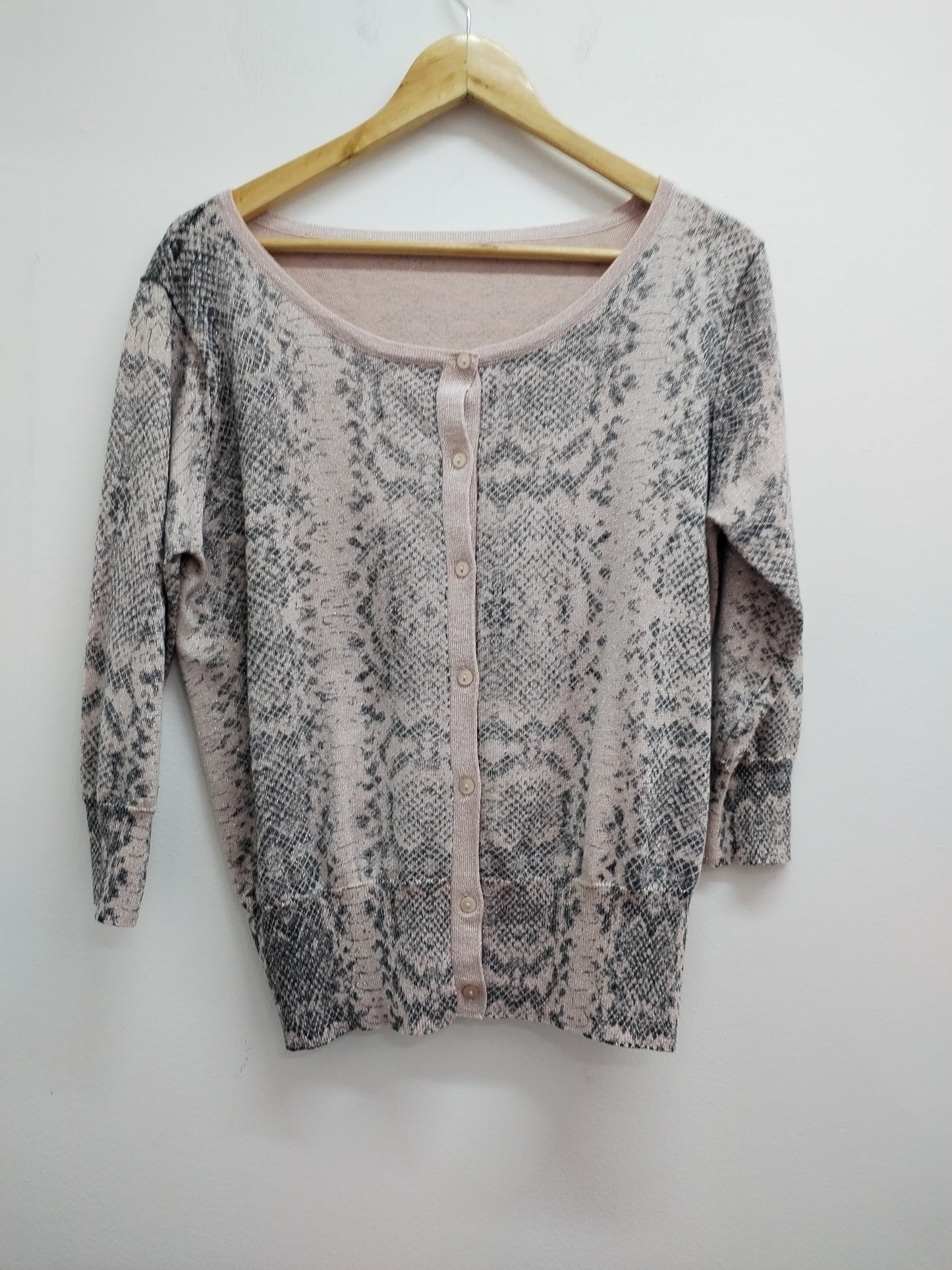 Gilet manches 3/4 rose argenté Taille L