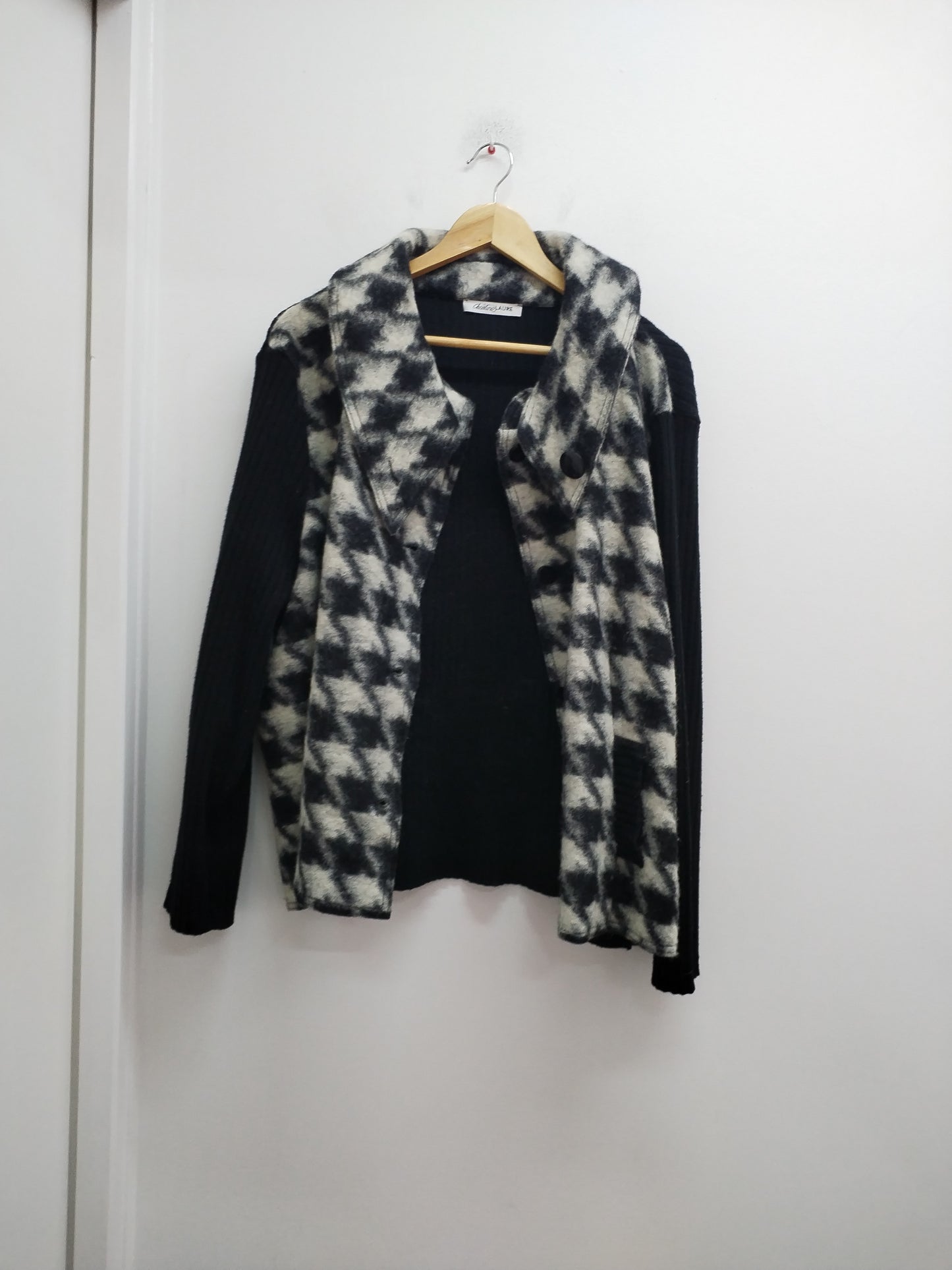 Veste Christine Laure noire et blanche motifs "pied de poule" Taille 52