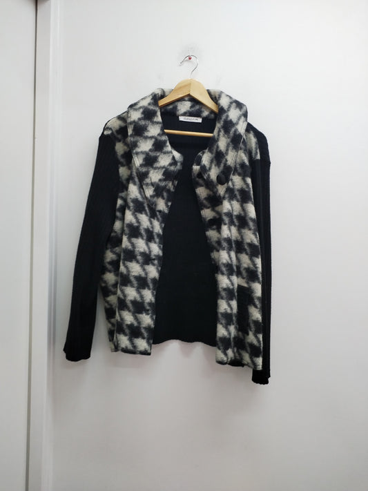 Veste Christine Laure noire et blanche motifs "pied de poule" Taille 52