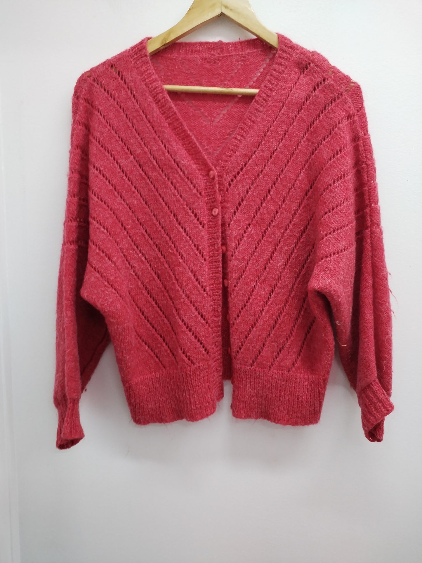 Gilet mailles ajourées rouge Taille L