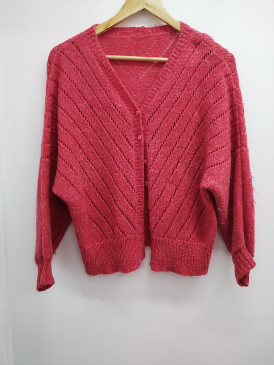 Gilet mailles ajourées rouge Taille L