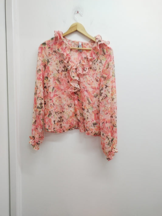 Tunique Page One rose fleurie et dorée Taille 38