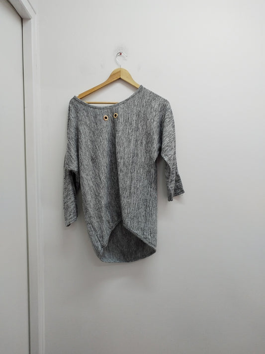 Pull fin manches 3/4 gris chiné Taille M