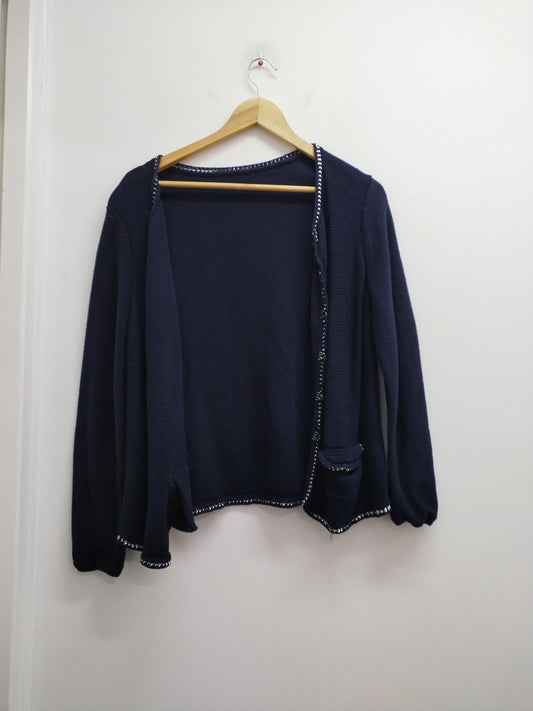 Gilet en maille avec maillons argentés marine Taille XL