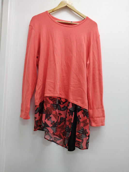 Pull tunique Miss Captain orange et à motifs Taille 50