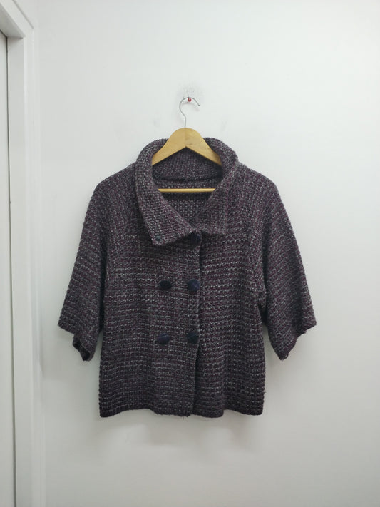 Gilet manches 3/4 prune et gris Taille M