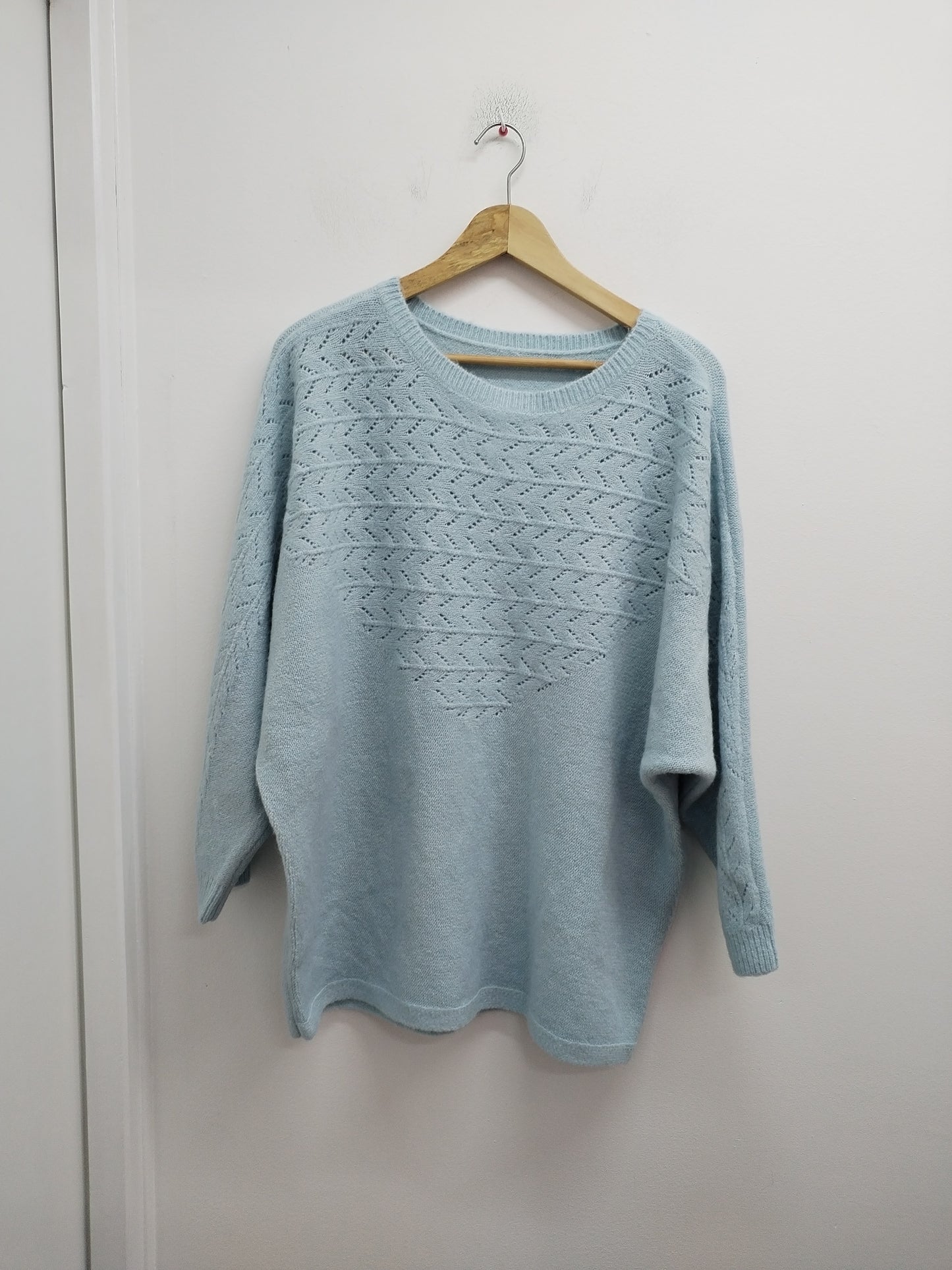 Pull manches chauve-souris bleu clair Taille 2XL