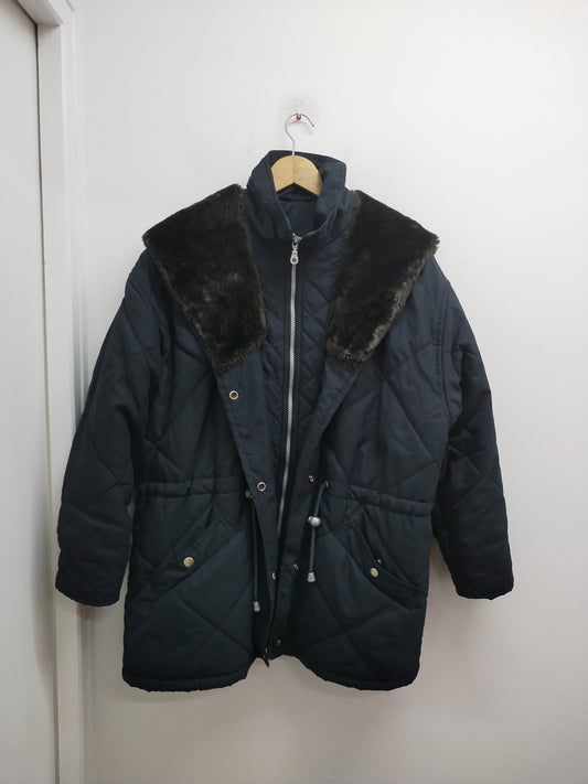 Doudoune avec capuche et fausse fourrure marine Taille XL