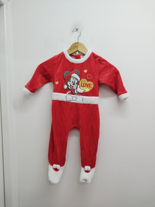 Pyjama de Noël Disney Baby rouge et blanc avec broderie Taille 24 Mois