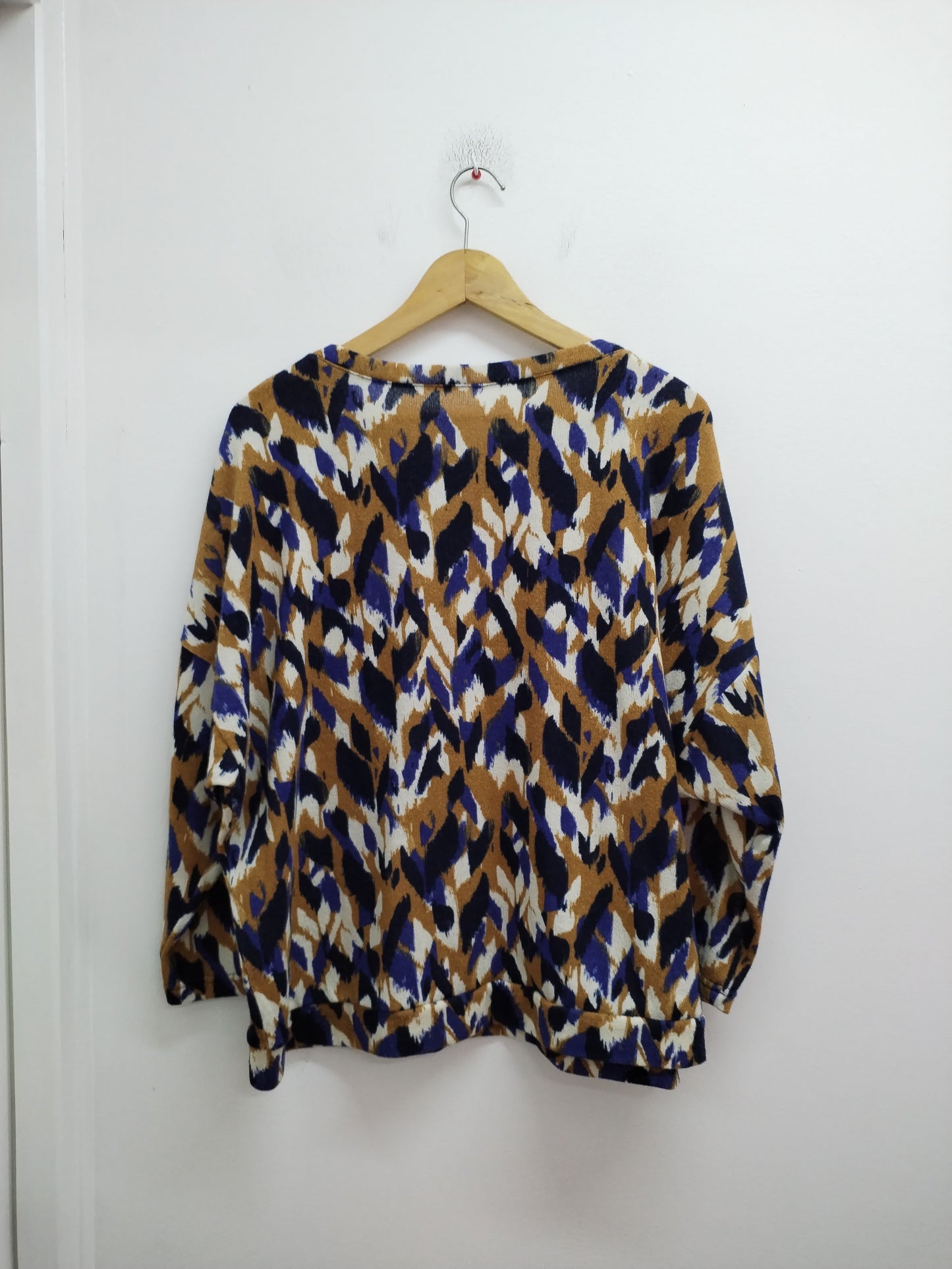 Pull fin manches 3/4 noir, bleu et marron Taille 3XL