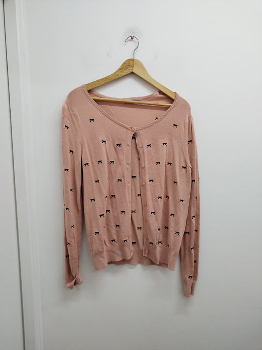 Gilet 3 Suisses Collection rose avec petits nœuds Taille 38/40