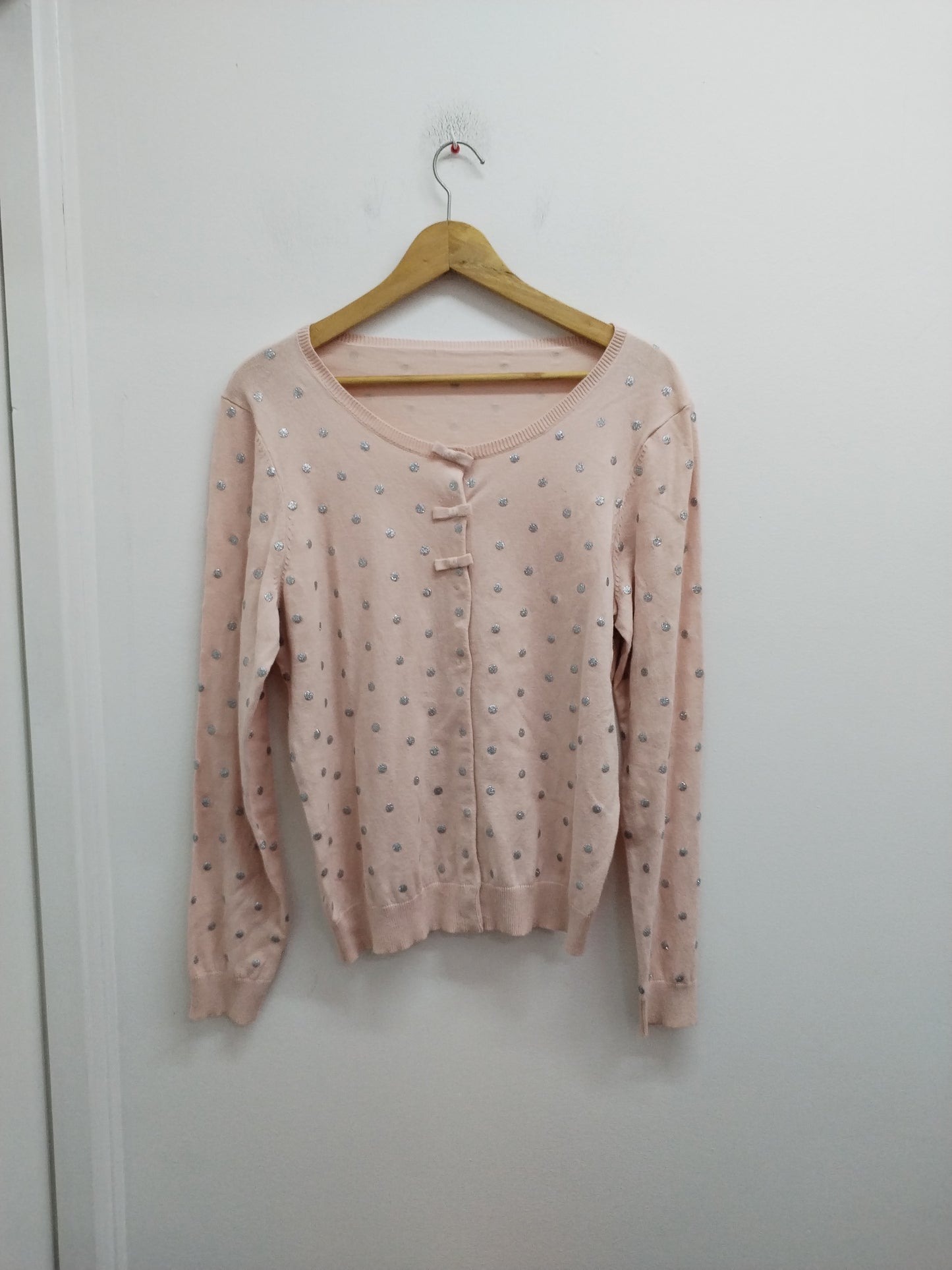 Gilet rose clair à pois argentés Taille M