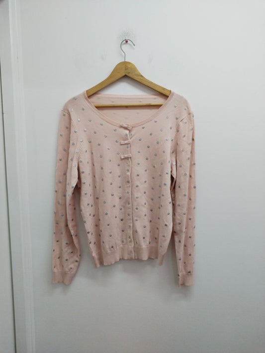 Gilet rose clair à pois argentés Taille M