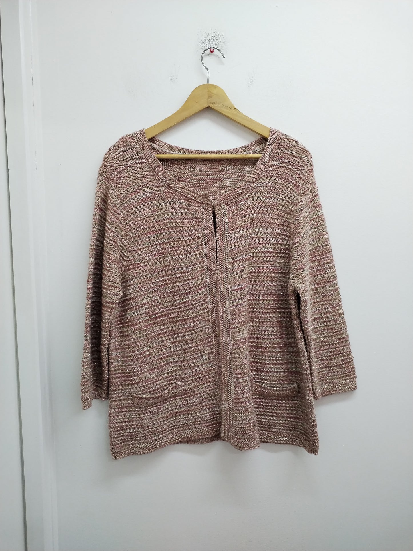 Gilet manches 3/4 vieux rose brillant Taille L