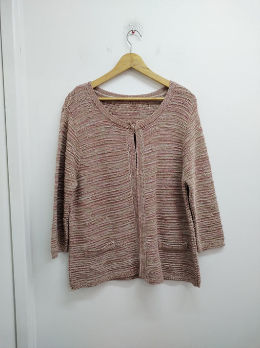 Gilet manches 3/4 vieux rose brillant Taille L