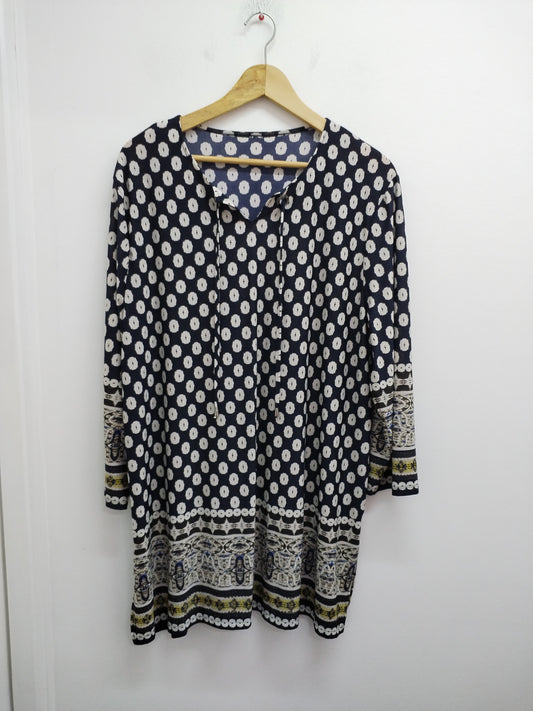 Robe tunique manches 3/4 marine imprimée Taille XL
