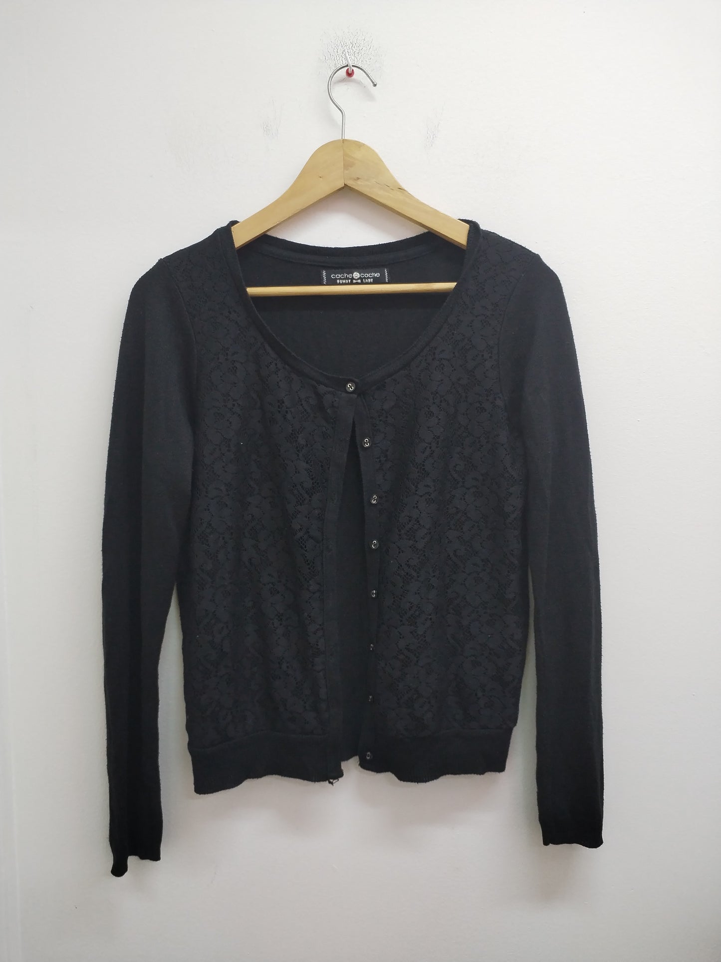 Gilet Cache-Cache noir avec dentelle Taille M